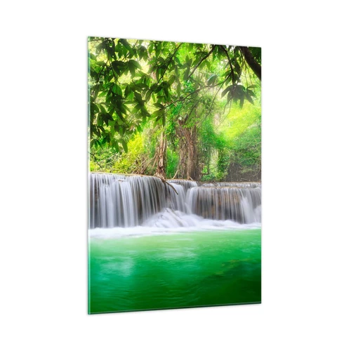 Impression sur verre - Image sur verre - Une cascade de vert - 50x70 cm