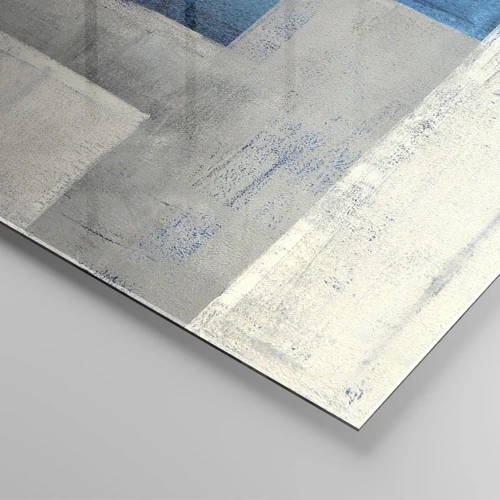 Impression sur verre - Image sur verre - Une composition poétique de gris et de bleu - 100x70 cm