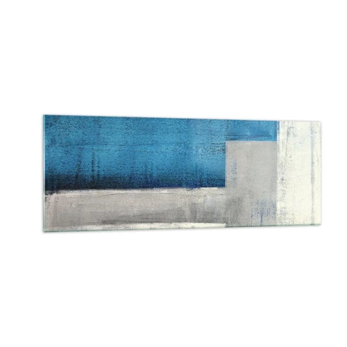 Impression sur verre - Image sur verre - Une composition poétique de gris et de bleu - 140x50 cm