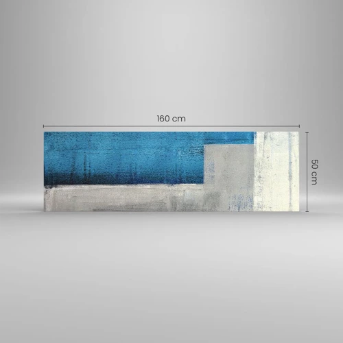 Impression sur verre - Image sur verre - Une composition poétique de gris et de bleu - 160x50 cm