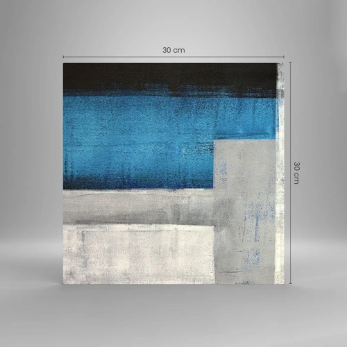 Impression sur verre - Image sur verre - Une composition poétique de gris et de bleu - 30x30 cm