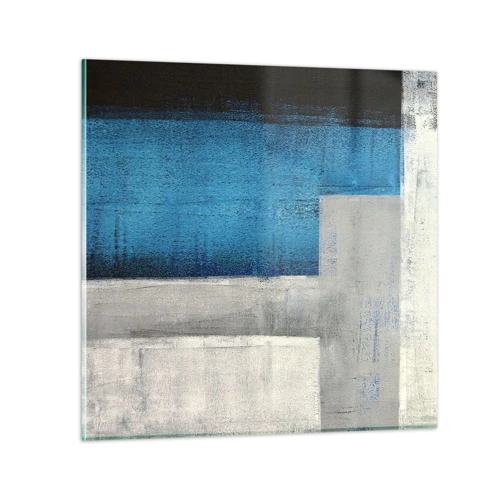 Impression sur verre - Image sur verre - Une composition poétique de gris et de bleu - 40x40 cm