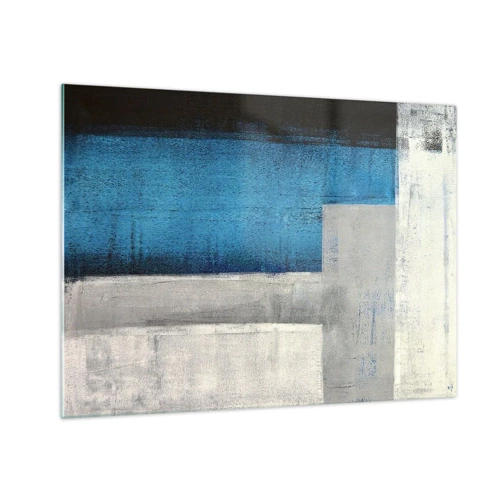 Impression sur verre - Image sur verre - Une composition poétique de gris et de bleu - 70x50 cm