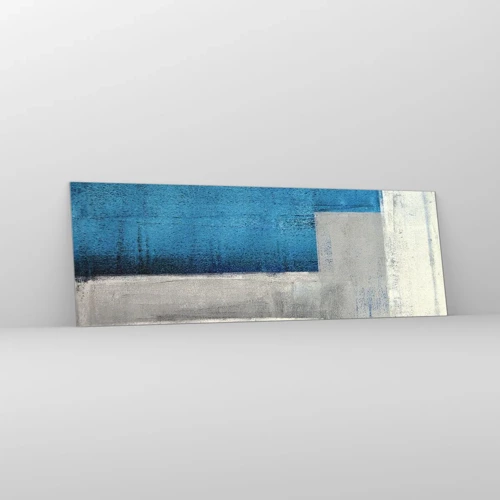 Impression sur verre - Image sur verre - Une composition poétique de gris et de bleu - 90x30 cm