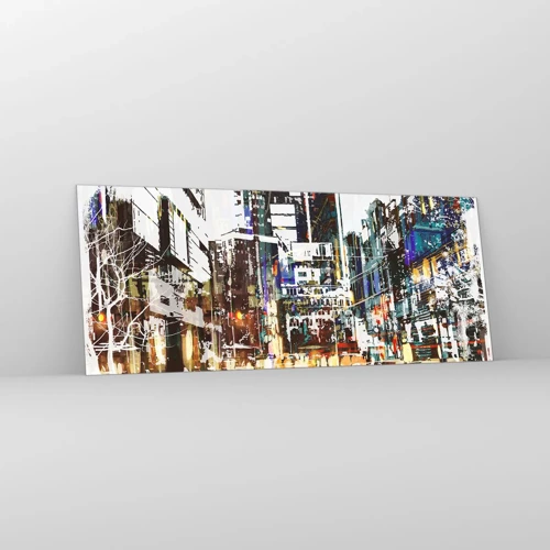 Impression sur verre - Image sur verre - Une ville chatoyante - 100x40 cm