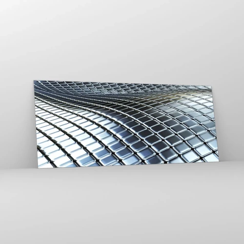 Impression sur verre - Image sur verre - Vague argent métallique - 120x50 cm
