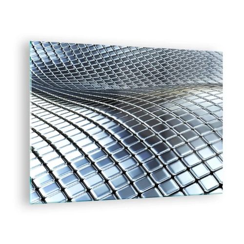 Impression sur verre - Image sur verre - Vague argent métallique - 70x50 cm