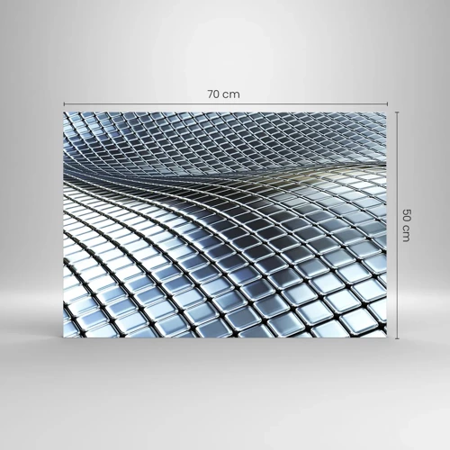Impression sur verre - Image sur verre - Vague argent métallique - 70x50 cm
