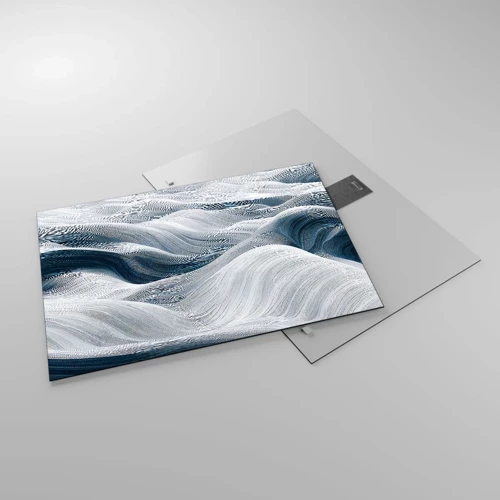 Impression sur verre - Image sur verre - Vagues blanches et bleues - 70x50 cm