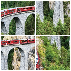 Affiche - Poster - Chemin de fer avec vue sur la montagne - 70x100 cm