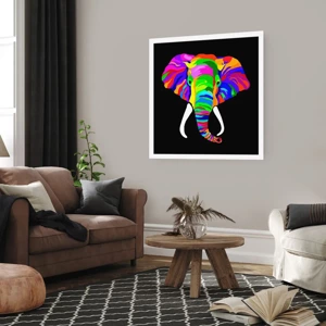 Affiche - Poster - L'éléphant qui aimait se baigner dans un arc-en-ciel - 30x30 cm