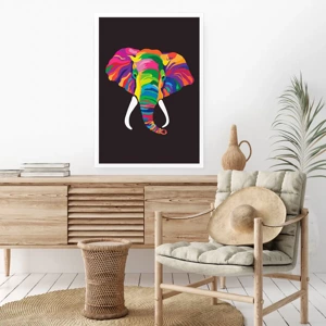 Affiche - Poster - L'éléphant qui aimait se baigner dans un arc-en-ciel - 30x40 cm