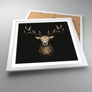 Affiche dans un cadre blanc - Poster - Cerf cubique - 40x40 cm