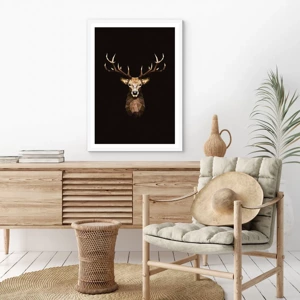 Affiche dans un cadre blanc - Poster - Cerf cubique - 70x100 cm