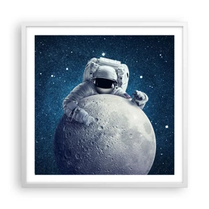 Affiche dans un cadre blanc - Poster - Comique de l'espace - 60x60 cm