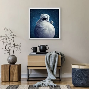 Affiche dans un cadre blanc - Poster - Comique de l'espace - 60x60 cm