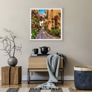 Affiche dans un cadre blanc - Poster - Ruelle italienne - 60x60 cm