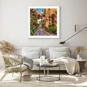 Affiche dans un cadre blanc - Poster - Ruelle italienne - 60x60 cm