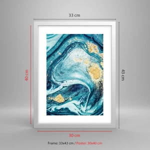 Affiche dans un cadre blanc - Poster - Vortex bleu - 30x40 cm