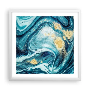 Affiche dans un cadre blanc - Poster - Vortex bleu - 50x50 cm