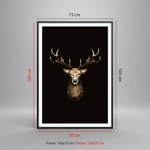 Affiche dans un cadre noir - Poster - Cerf cubique - 70x100 cm