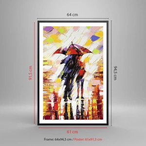 Affiche dans un cadre noir - Poster - Ensemble à travers la nuit et la pluie - 61x91 cm