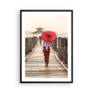 Affiche dans un cadre noir - Poster - Sur le vieux pont - 50x70 cm