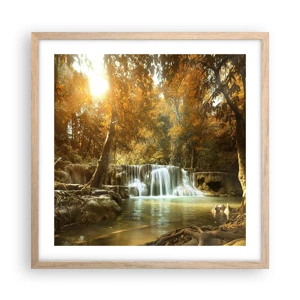 Affiche dans un chêne clair - Poster - Cascade du parc - 50x50 cm