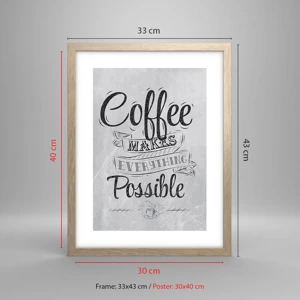 Affiche dans un chêne clair - Poster - Comment ne pas aimer le café maintenant - 30x40 cm