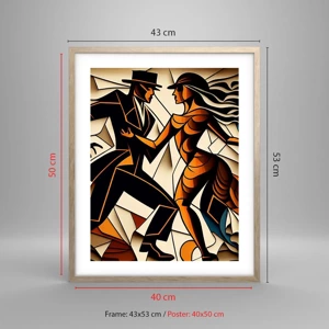 Affiche dans un chêne clair - Poster - Danse de passion et de volupté - 40x50 cm