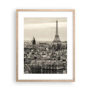 Affiche dans un chêne clair - Poster - Sur les toits de Paris - 40x50 cm