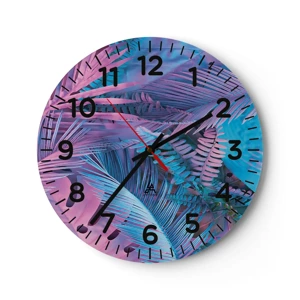 Horloge murale - Pendule murale - Les tropiques en rose et bleu - 40x40 cm