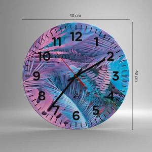 Horloge murale - Pendule murale - Les tropiques en rose et bleu - 40x40 cm