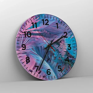 Horloge murale - Pendule murale - Les tropiques en rose et bleu - 40x40 cm