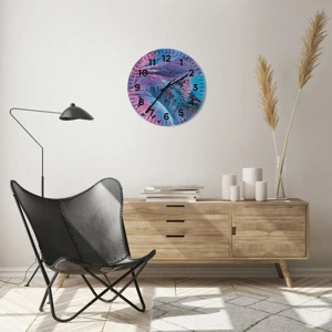 Horloge murale - Pendule murale - Les tropiques en rose et bleu - 40x40 cm