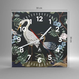 Horloge murale - Pendule murale - Parade d'oiseaux - 30x30 cm