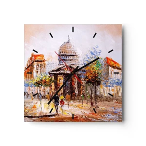 Horloge murale - Pendule murale - Promenade à Paris - 30x30 cm