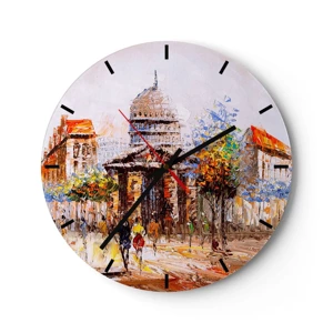 Horloge murale - Pendule murale - Promenade à Paris - 40x40 cm