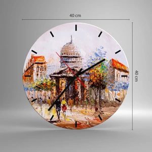 Horloge murale - Pendule murale - Promenade à Paris - 40x40 cm