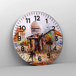 Horloge murale - Pendule murale - Promenade à Paris - 40x40 cm