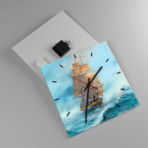 Horloge murale - Pendule murale - Se précipitant sur les vagues - 30x30 cm