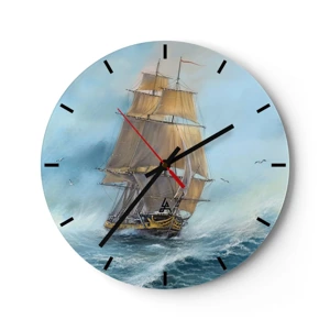 Horloge murale - Pendule murale - Se précipitant sur les vagues - 40x40 cm