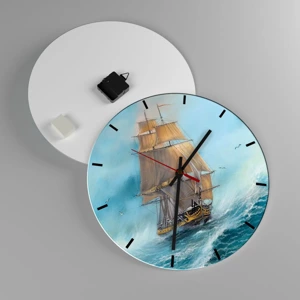 Horloge murale - Pendule murale - Se précipitant sur les vagues - 40x40 cm