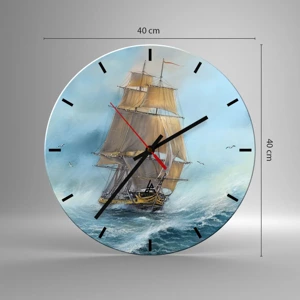 Horloge murale - Pendule murale - Se précipitant sur les vagues - 40x40 cm