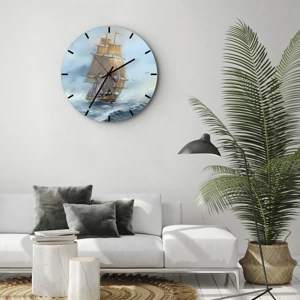 Horloge murale - Pendule murale - Se précipitant sur les vagues - 40x40 cm