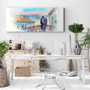 Impression sur toile - Image sur toile - Amoureux de Paris - 100x40 cm