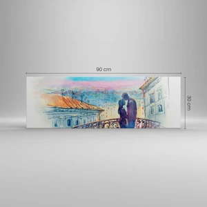 Impression sur toile - Image sur toile - Amoureux de Paris - 90x30 cm