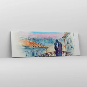 Impression sur toile - Image sur toile - Amoureux de Paris - 90x30 cm