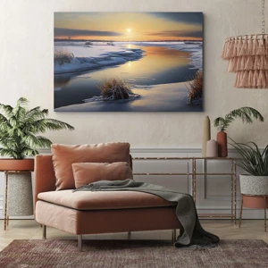 Impression sur toile - Image sur toile - Coucher de soleil d'hiver - 100x70 cm