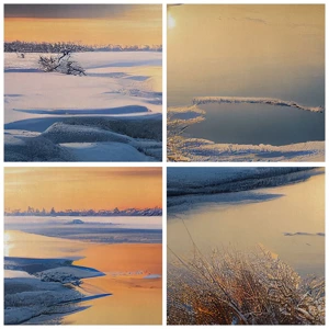 Impression sur toile - Image sur toile - Coucher de soleil d'hiver - 100x70 cm